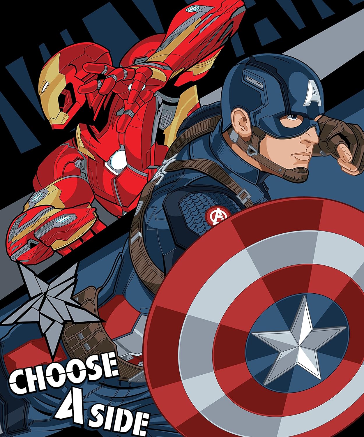 Marvel Captain America 'Civil War' Warriors Plush Blanket Fleece 46" x 60" Throw