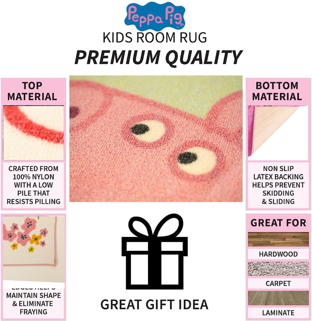 Peppa Pig & Suzie Kids Area Rug Room Decor 52" x 69" Non Skid Play Mat
