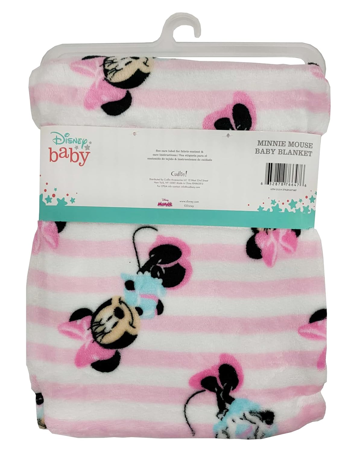 Disney Minnie Mouse  Stripes Soft Baby Blanket 1 Ply Fleece Throw