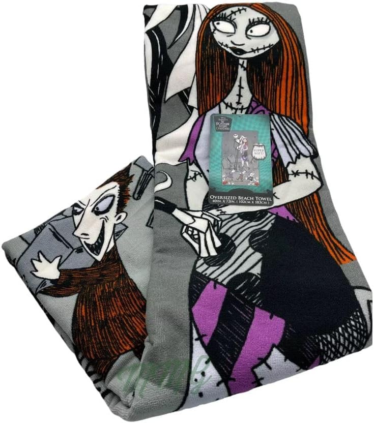 Nightmare Before Christmas Jack and Sally Graveyard March Oversized Beach Bath Towel - Happy Graves Jack Towel Measures Approx 40" x 72"- for Kids Teens Adults