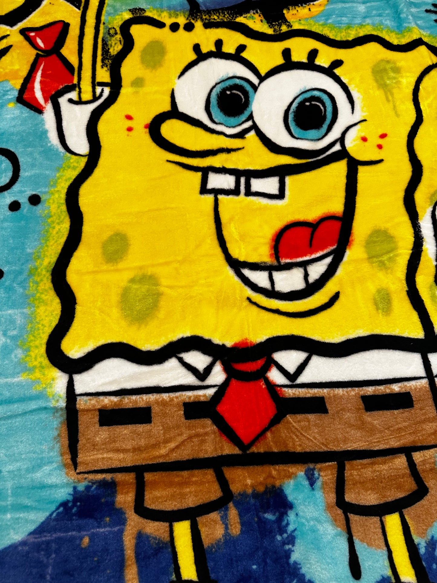 SpongeBob Extra Soft Plush 60"x80" Twin Size Blanket “Graffiti Bob”