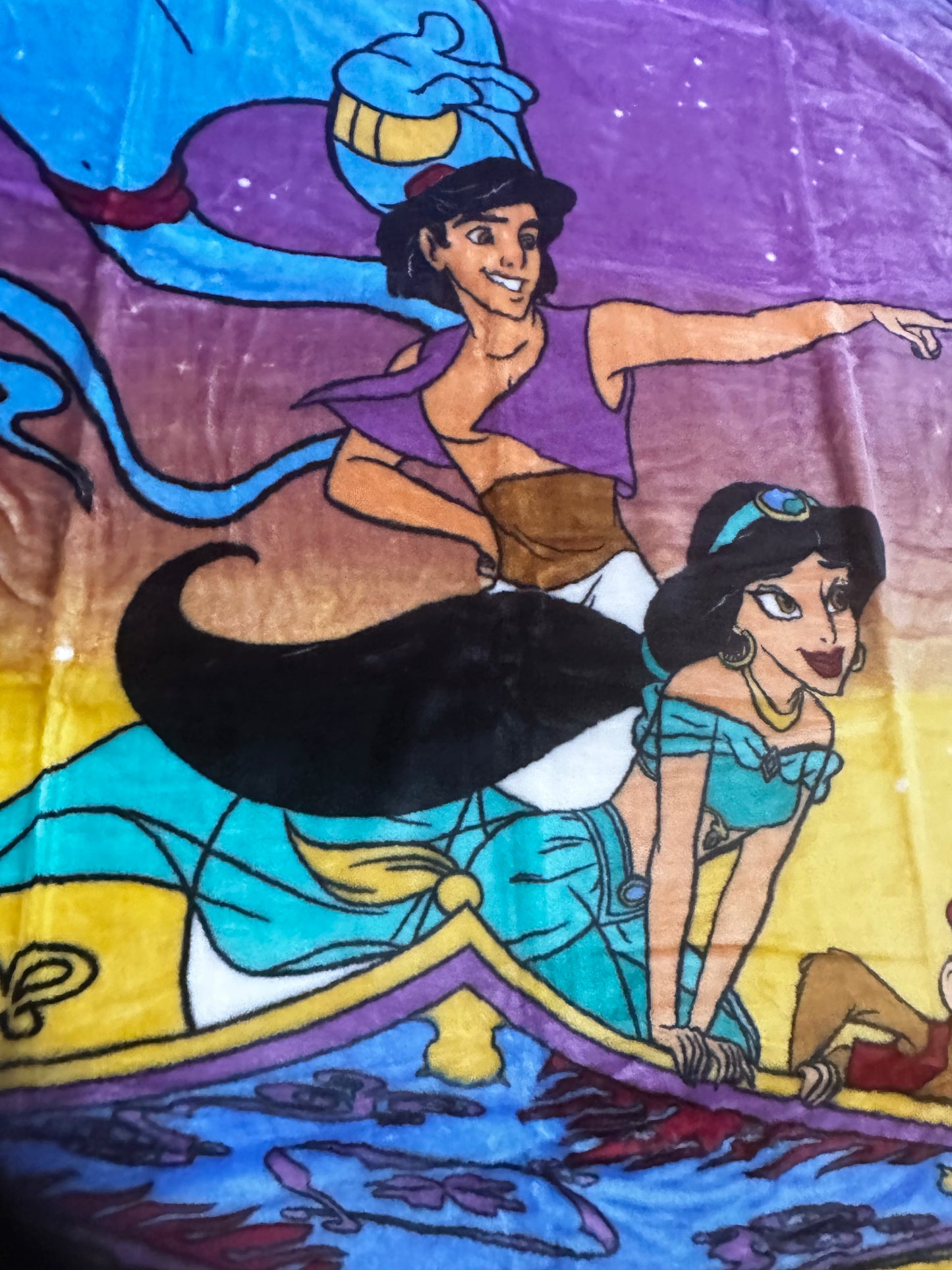 Aladdin, Genie And Jasmine Extra Soft Plush 60"x80" Twin Size Blanket