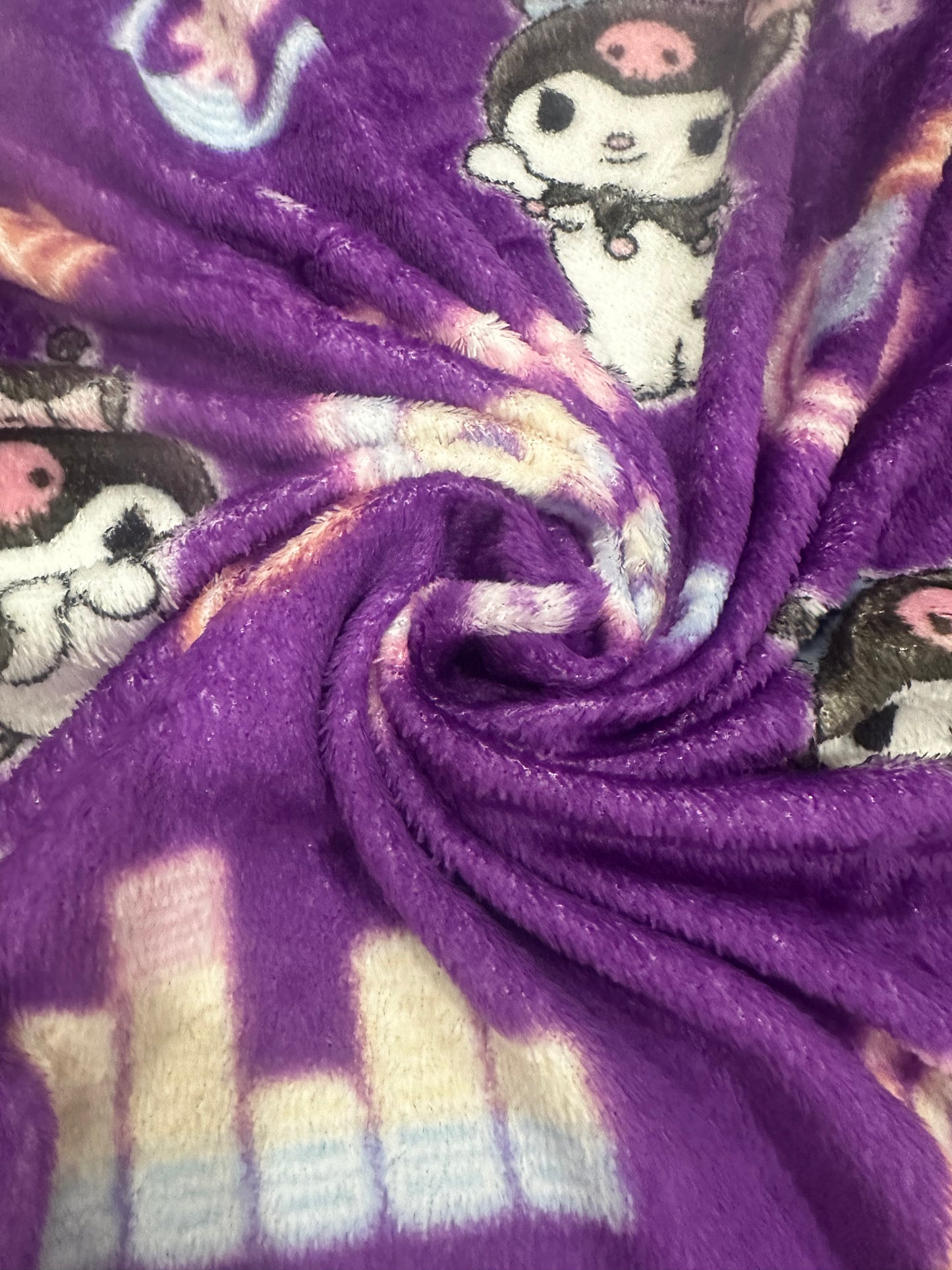 Kuromi & Friends Soft Silky Fleece Throw 40"x50" Kids Blanket “Neon Kuromi”