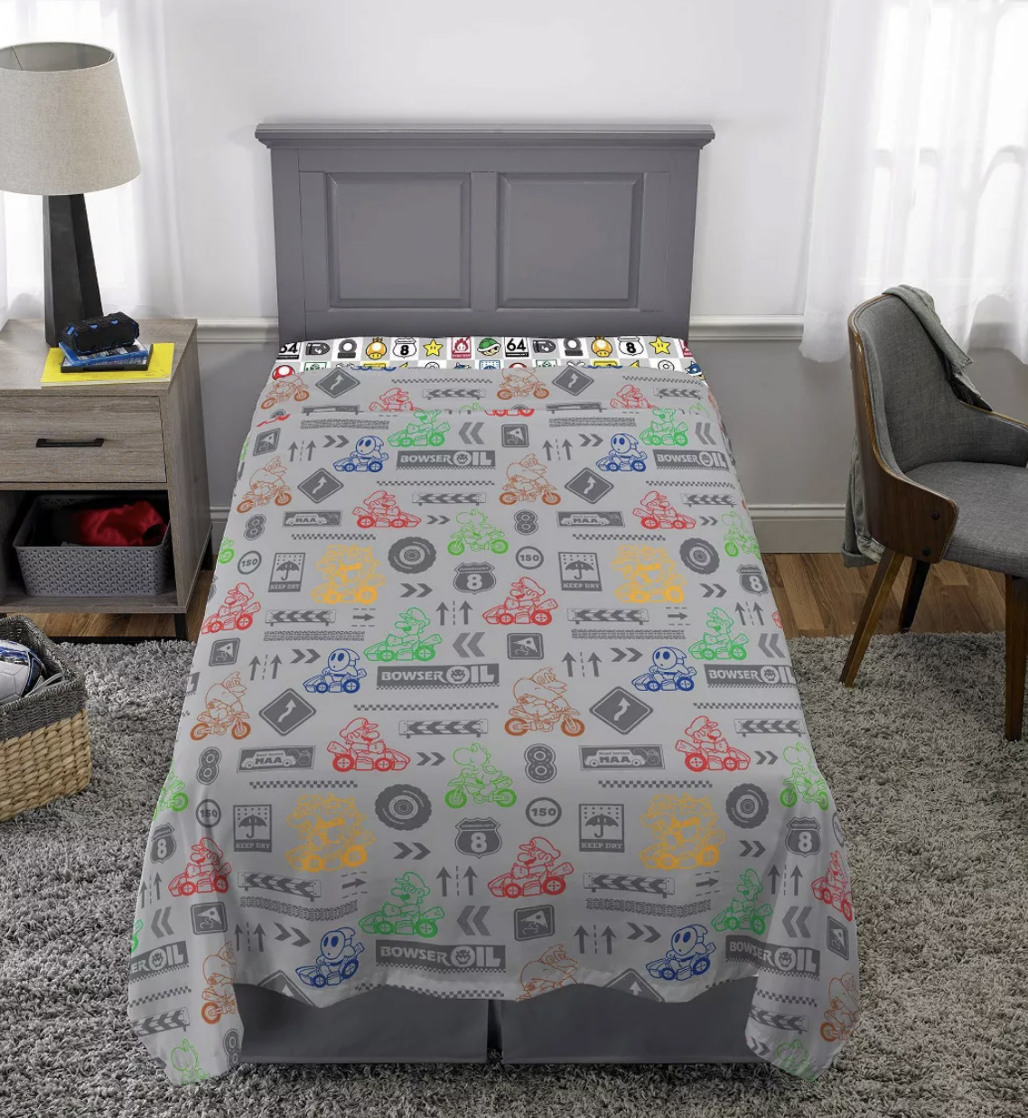 3 Pieces Epic Super Mario Kart Twin Size Sheet Set