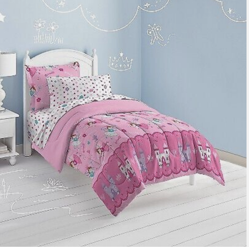 5 pieces Twin Magical Princess Bed in a Bag Bedding Comforter Set