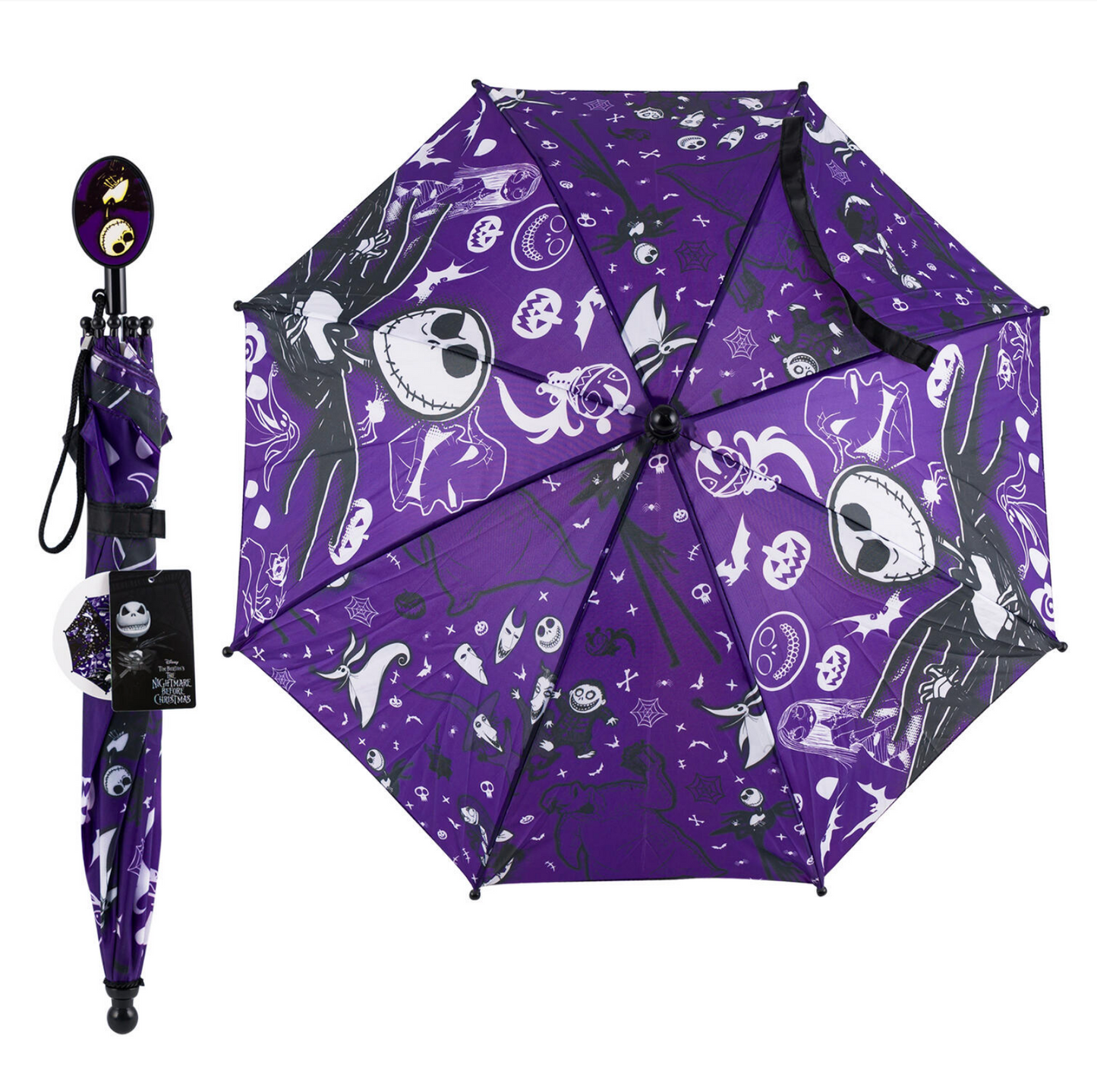 Nightmare Before Christmas  Purple Kids Stick Umbrella with Clamshell Handle 21"