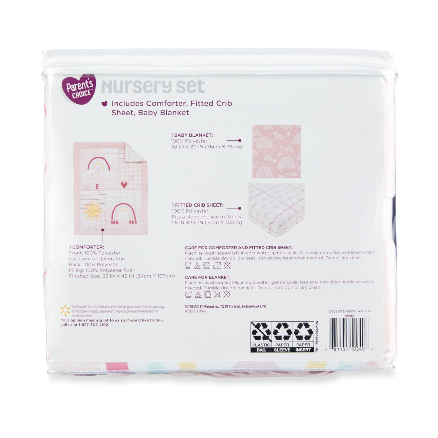 Parent's Choice My Little Sunshine 3-Piece Baby Girl Crib Bedding Set