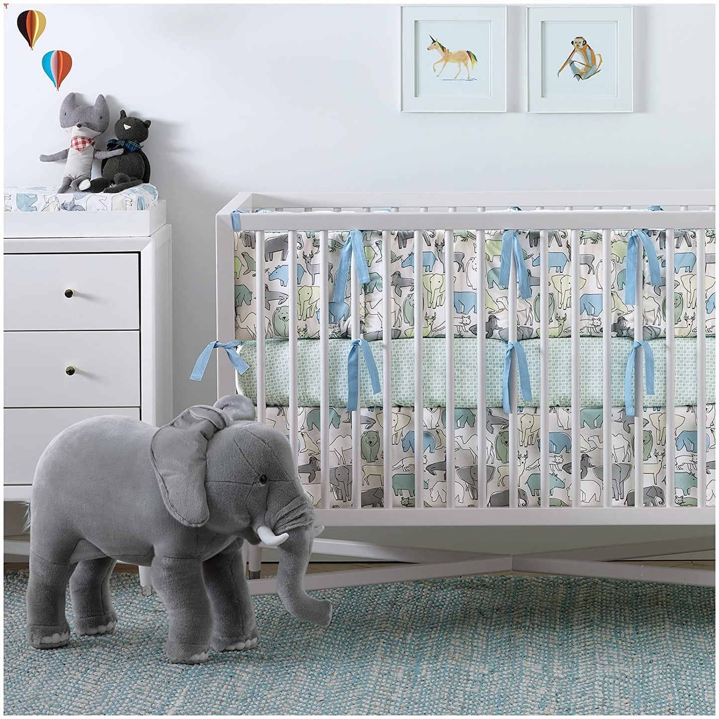 Dwell Studio Safari Friends Cotton Baby Crib Skirt - Caravan