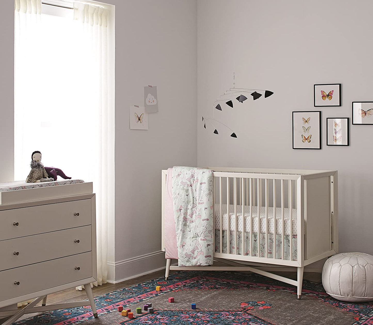 Dwell Studio Arden Butterfly Print Changing Pad Cover, Violet/Pink/Gray