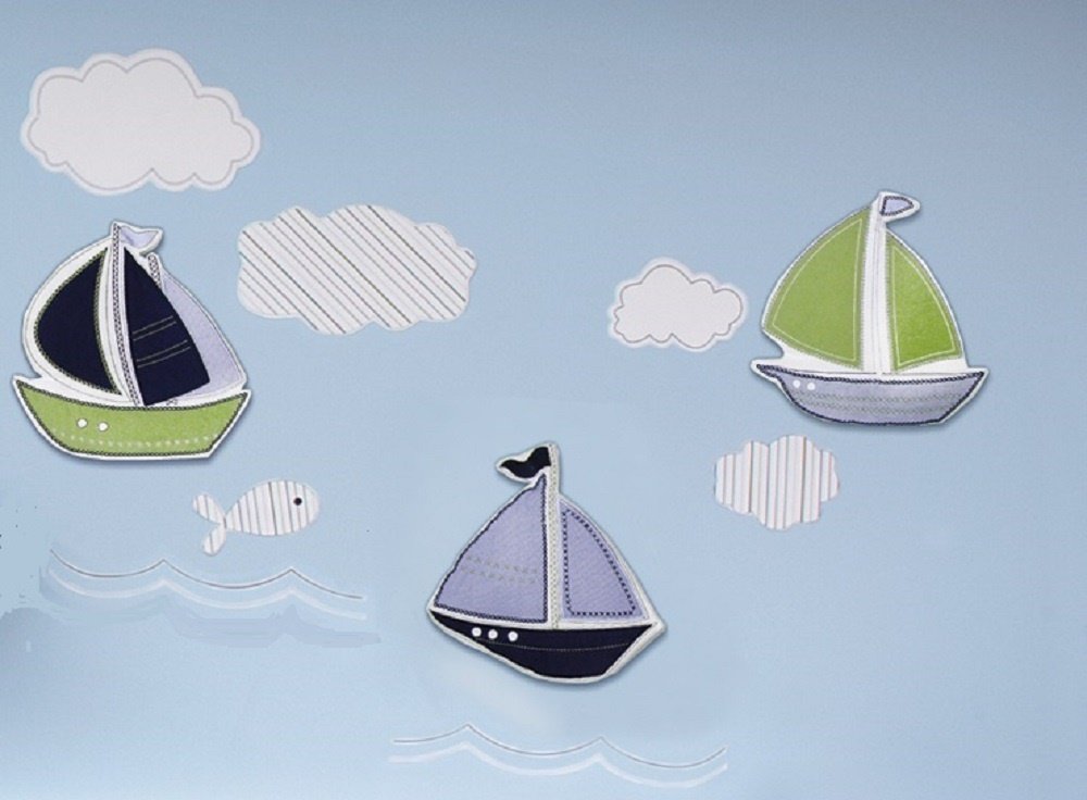 Nautica Kids Zachary 7-Piece Patchwork Sailboats Nursery Crib Bedding Set
