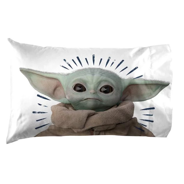 Baby Yoda Powerful Child 3-Piece Kids Twin/Full Sheet Set, Microfiber, White, Star Wars