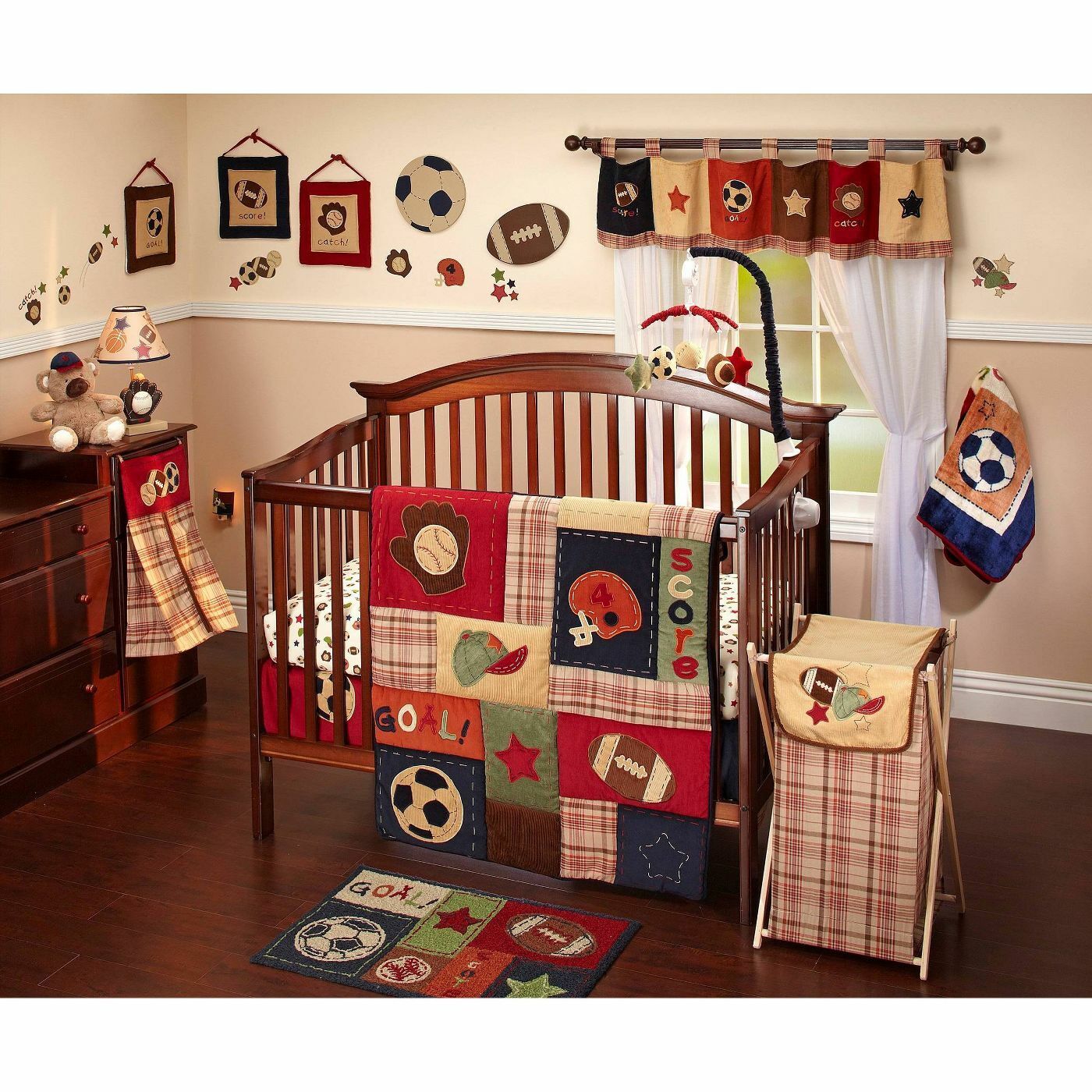 NoJo My Little MVP 20"x 30" Decorative Accent Rug, Navy/Tan/Orange/Burgundy