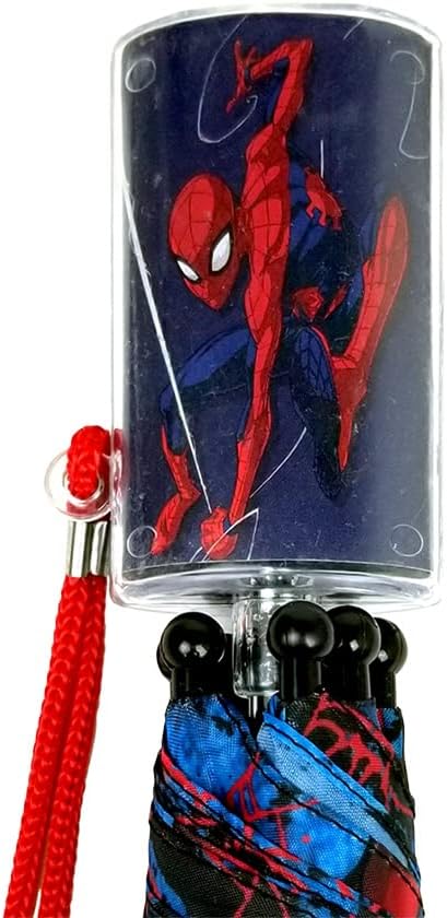 Spiderman Black Kids Stick Umbrella with Clamshell Handle 21"