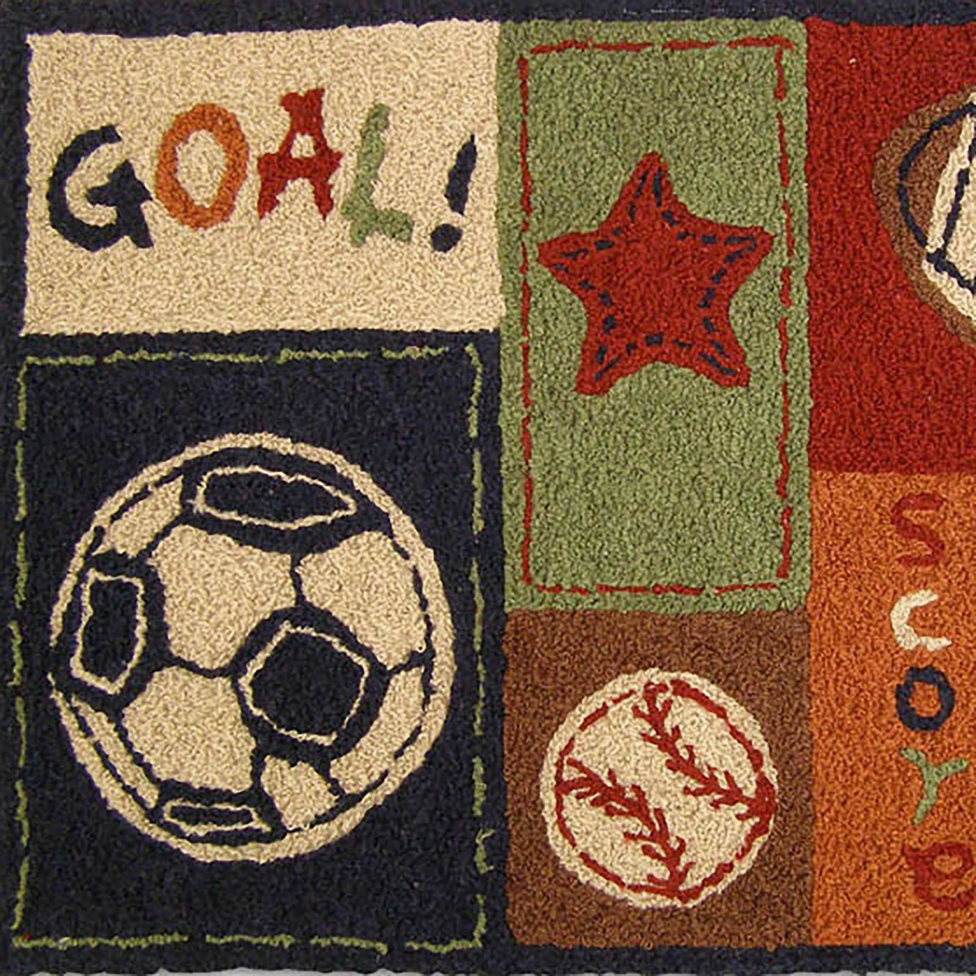 NoJo My Little MVP 20"x 30" Decorative Accent Rug, Navy/Tan/Orange/Burgundy