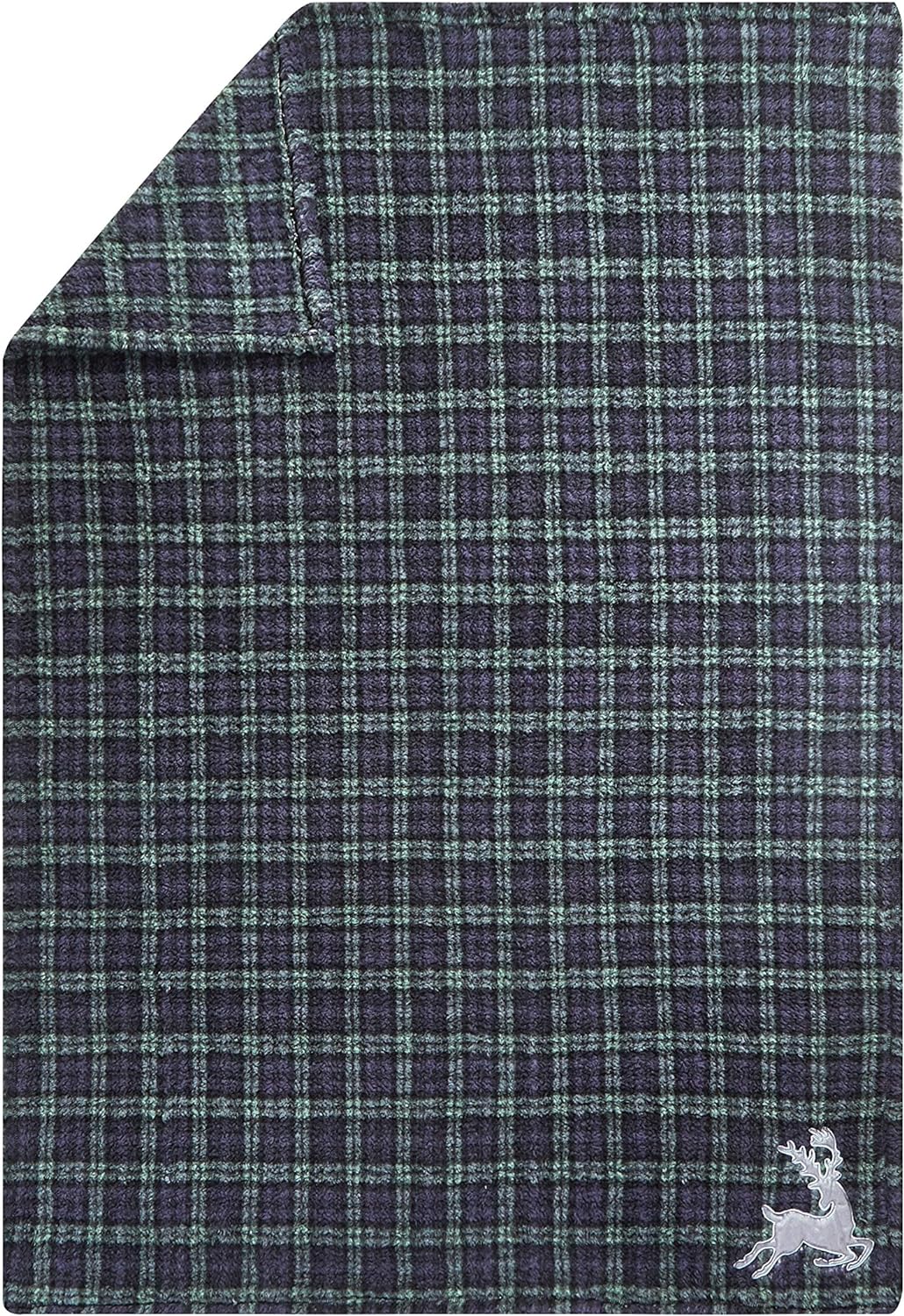 Dearfoams Buffalo Check Sherpa 50"x70" Throw with Bear Mink Applique