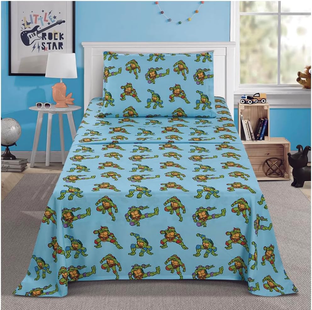 TMNT Ninja Turtles Twin Size Sheet Set 3 Pieces Kids Set