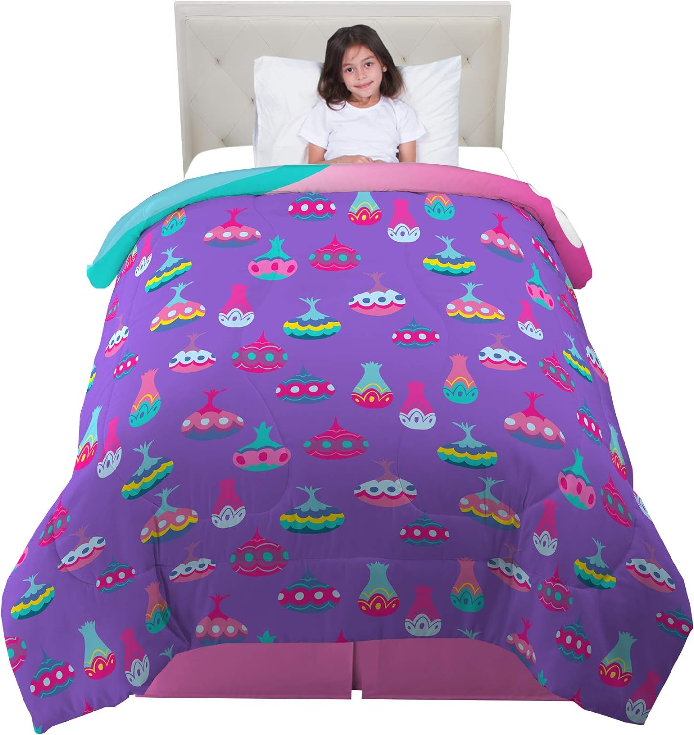 Trolls World Tour Super Soft Twin Full  Reversible Comforter Kids Bedding Purple