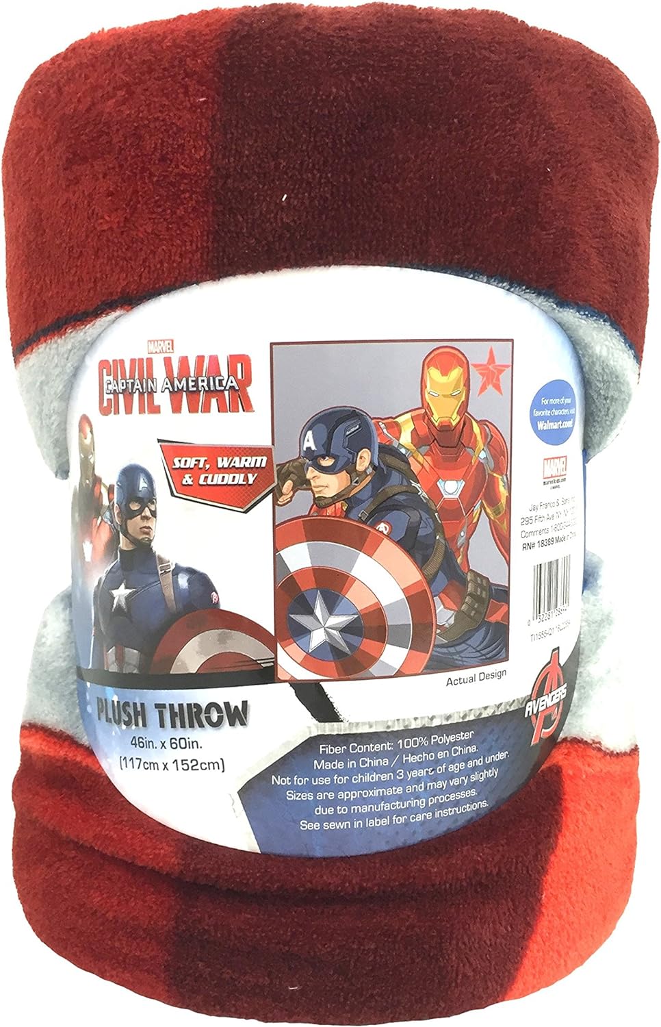 Marvel Captain America 'Civil War' Warriors Plush Blanket Fleece 46" x 60" Throw