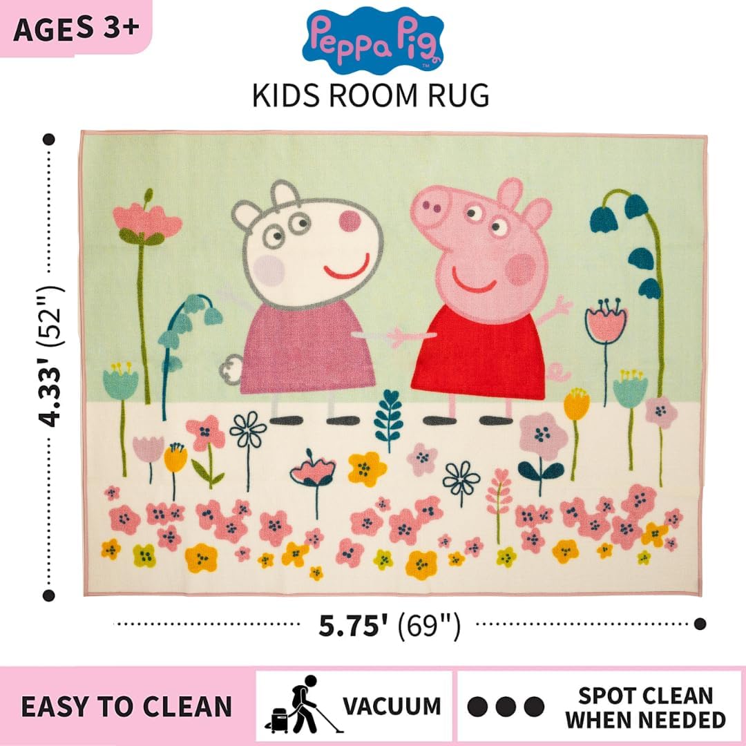 Peppa Pig & Suzie Kids Area Rug Room Decor 52" x 69" Non Skid Play Mat