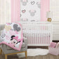 Disney Baby Minnie Mouse Hearts 3 Piece Crib Bedding Set