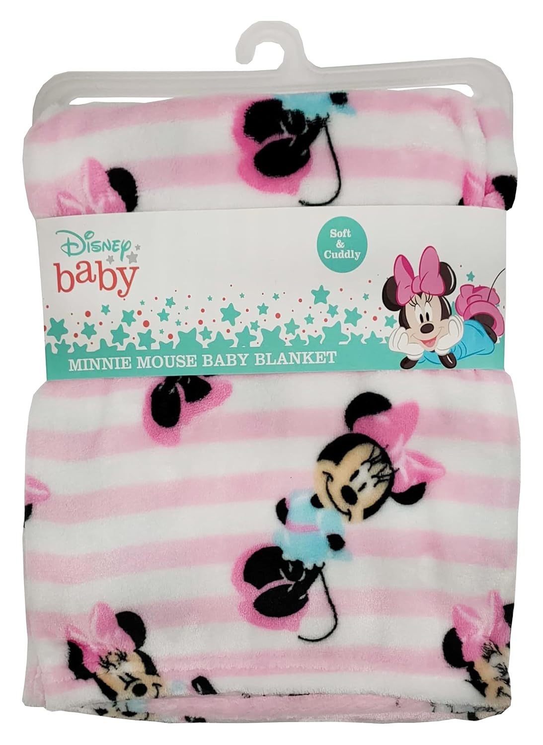 Disney Minnie Mouse  Stripes Soft Baby Blanket 1 Ply Fleece Throw