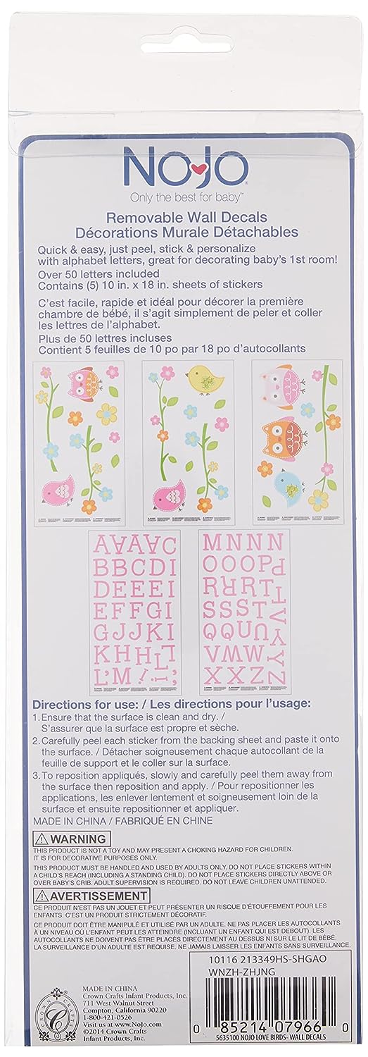 NoJo Love Birds Owl Wall Sticker Decals Nursery Decor