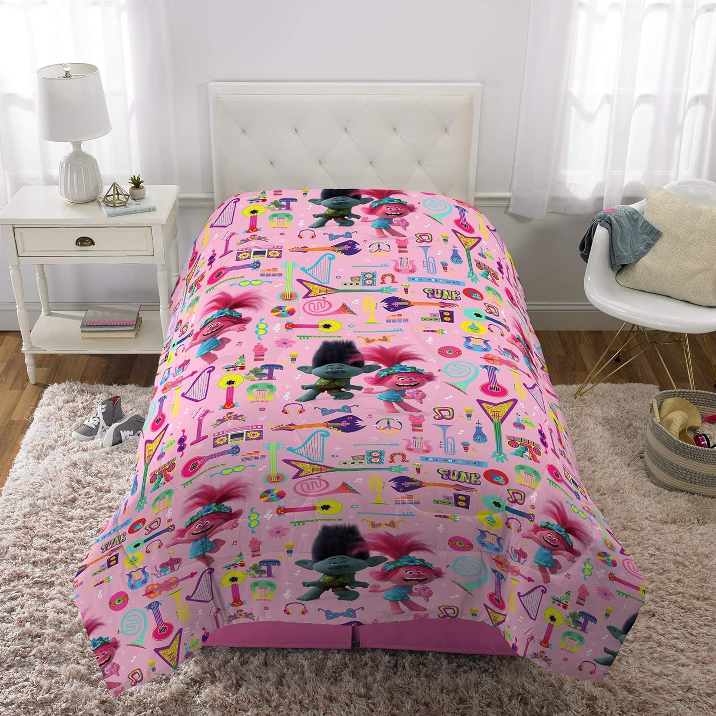 Trolls World Tour Twin Reversible Comforter Kids Bedding Rainbow