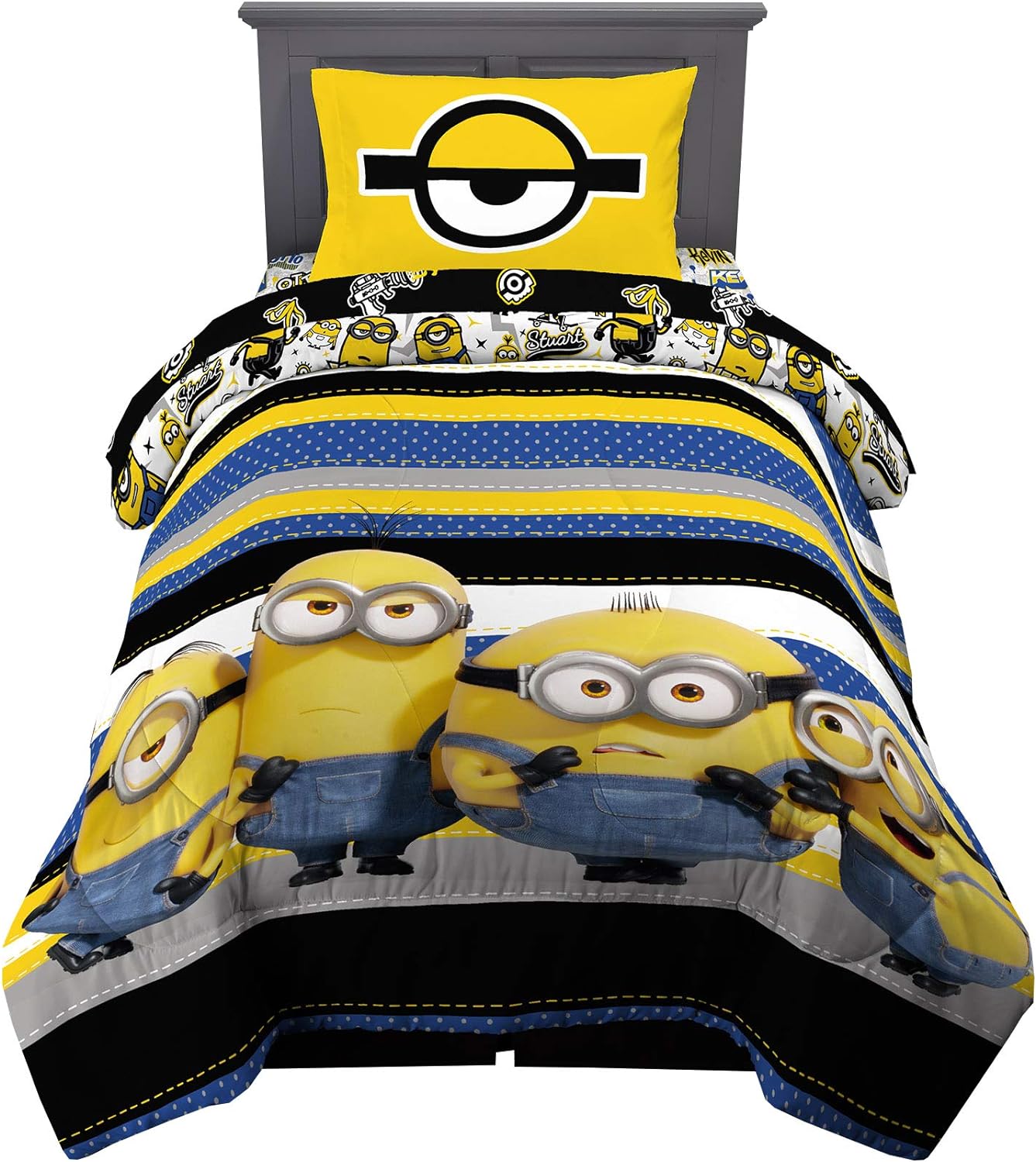 Minions The Rise Of Gru Twin Comforter Set 4 Piece Bed in a Bag