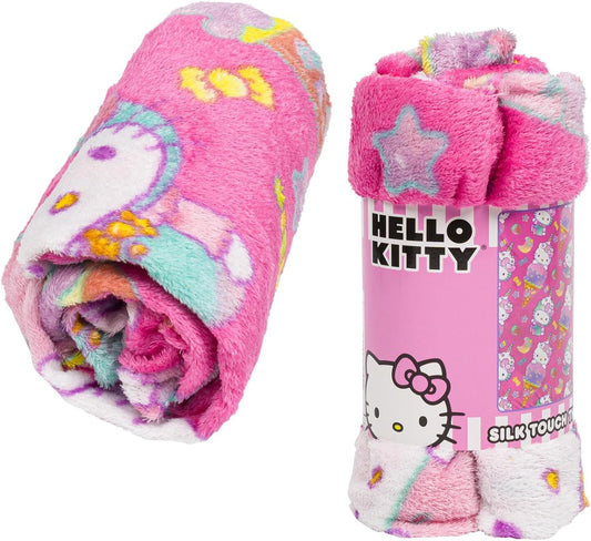 Hello Kitty Ice Cream Soft Silky Fleece Throw 40"x50" Kids Blanket