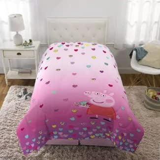 Peppa Pig Pink Hearts Twin Reversible Comforter - Comforter Only