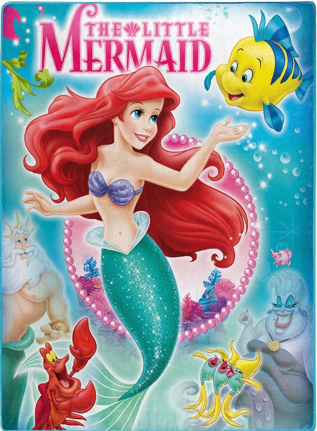 Ariel Little Mermaid Extra Soft Plush 60"x80" Twin Size Blanket