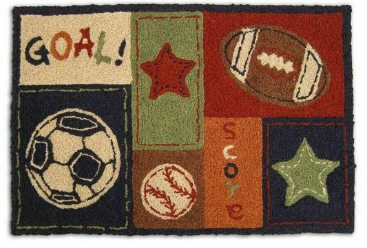 NoJo My Little MVP 20"x 30" Decorative Accent Rug, Navy/Tan/Orange/Burgundy