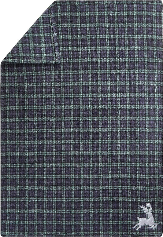 Dearfoams Buffalo Check Sherpa 50"x70" Throw with Bear Mink Applique