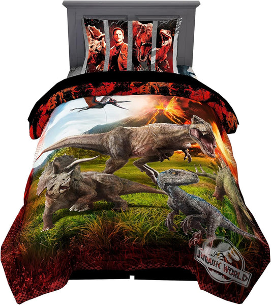 Comforter and Sheet Set 4 Piece Twin Size Bedding Jurassic World Super Soft Microfiber