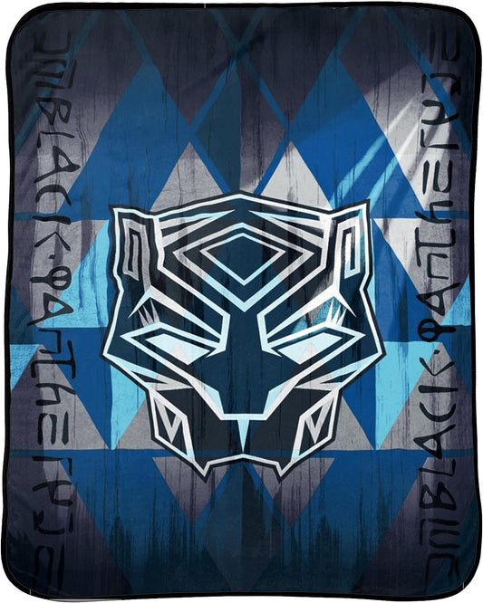 Marvel Avengers Black Panther Blue Tribe Plush 40" Inch x 60" Inch Kids Throw Blanket