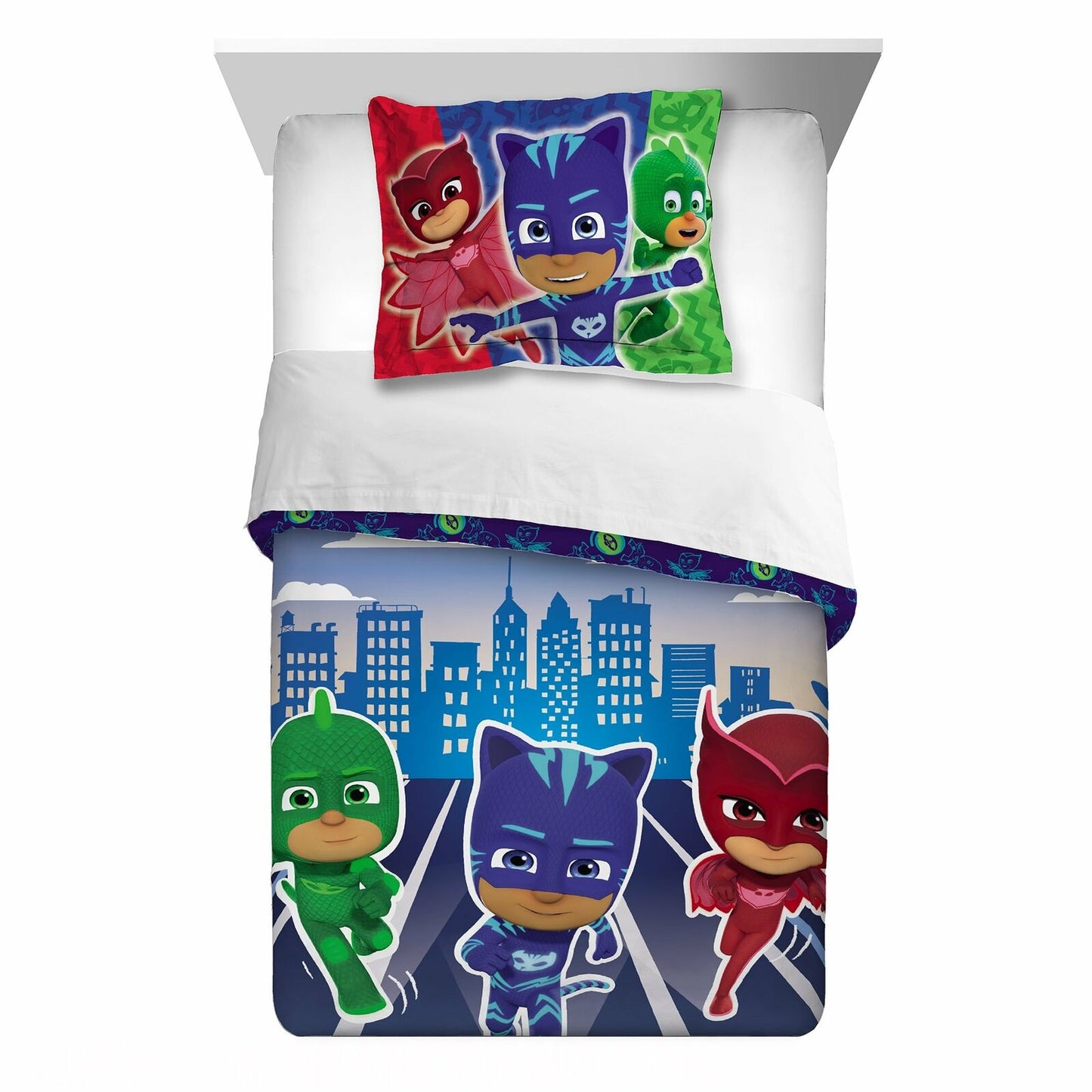 PJ Masks Kids Reversible Microfiber Comforter & Sham Set, Twin/Full Bed