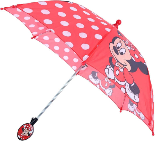 Minnie Mouse Red Kids Stick Umbrella with Clamshell Handle 21"