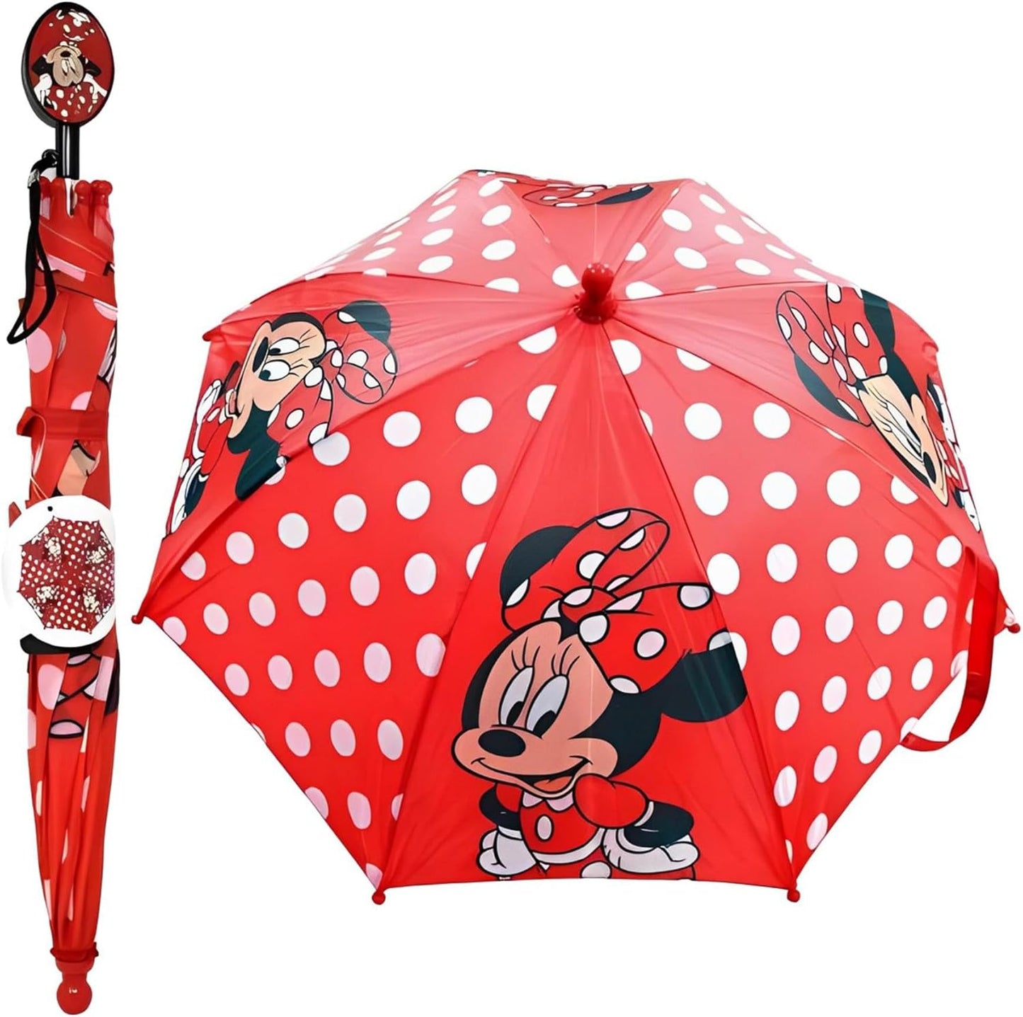 Minnie Mouse Red Kids Stick Umbrella with Clamshell Handle 21"