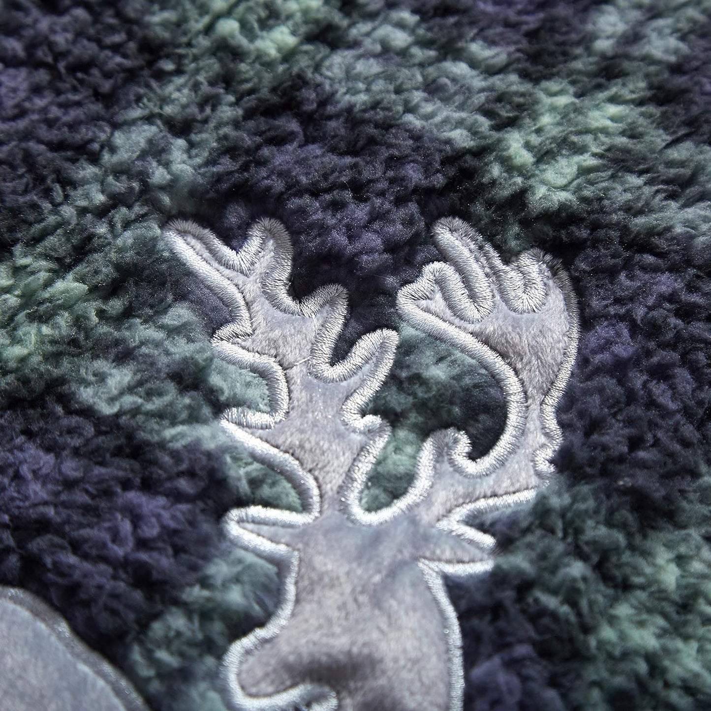 Dearfoams Buffalo Check Sherpa 50"x70" Throw with Bear Mink Applique