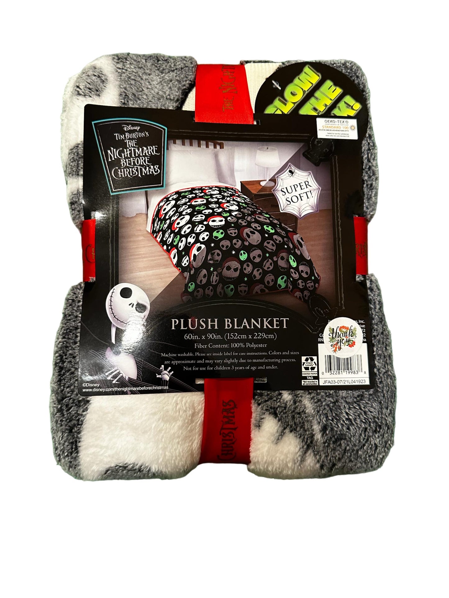 Jay Franco Nightmare Before Christmas Glow in The Dark Twin-Full Fleece Blanket