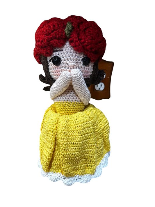 Unique Handmade Crocheted Yellow Dress Doll Flower Bouquet