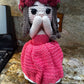Unique Handmade Crocheted Peach Coral Dress Doll Flower Bouquet