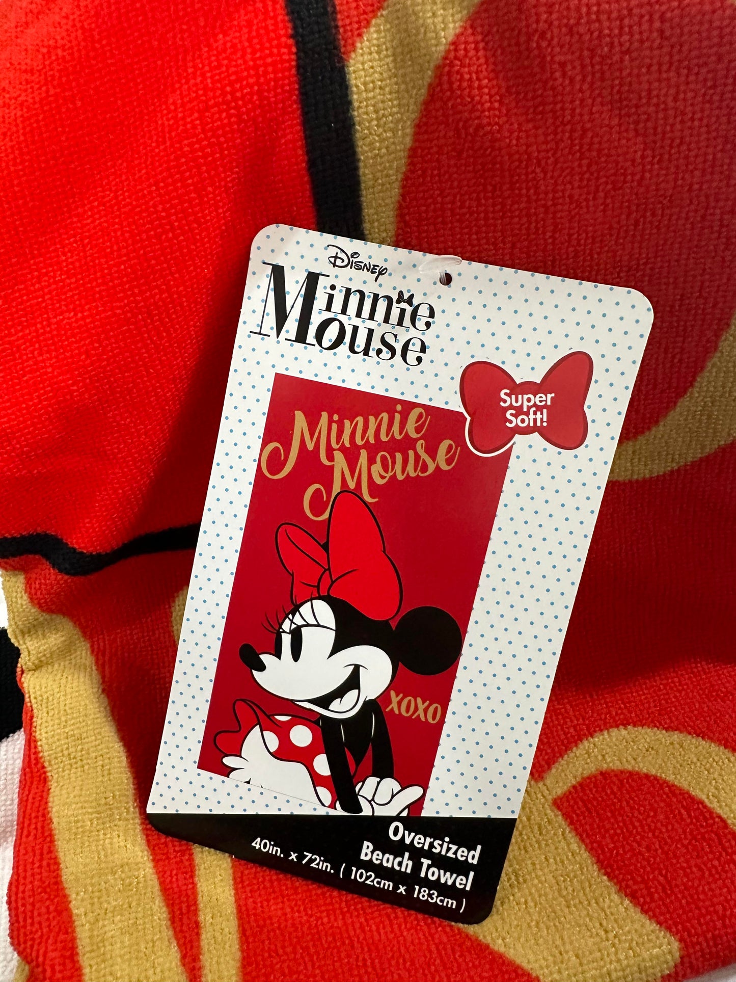 Classic Minnie Mouse "XOXO"- Oversize Beach Bath Towel - 40" x 72"