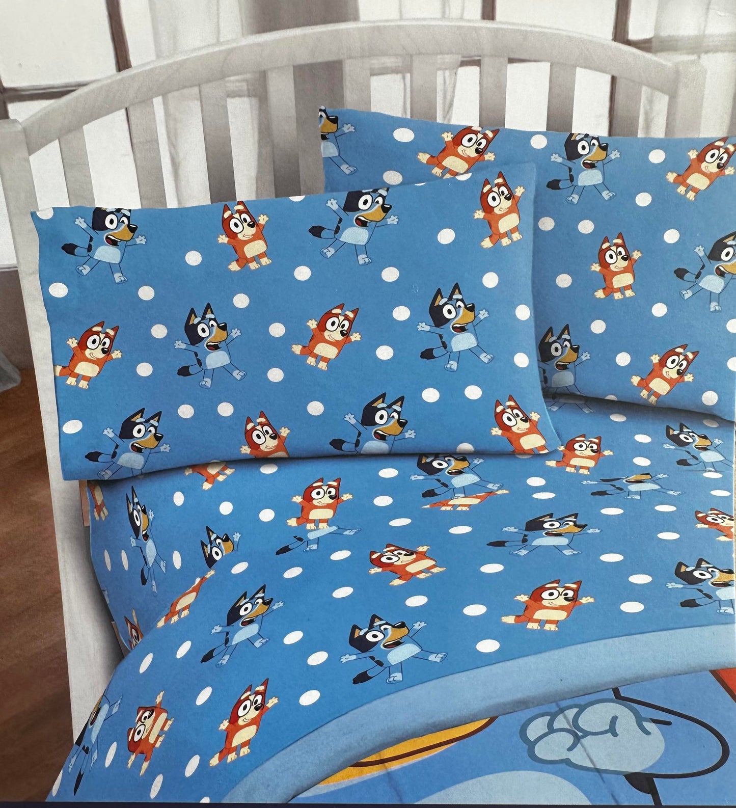 Bluey "Blue Polka Dots" Twin Size Sheet Set 3 Pieces Kids Set