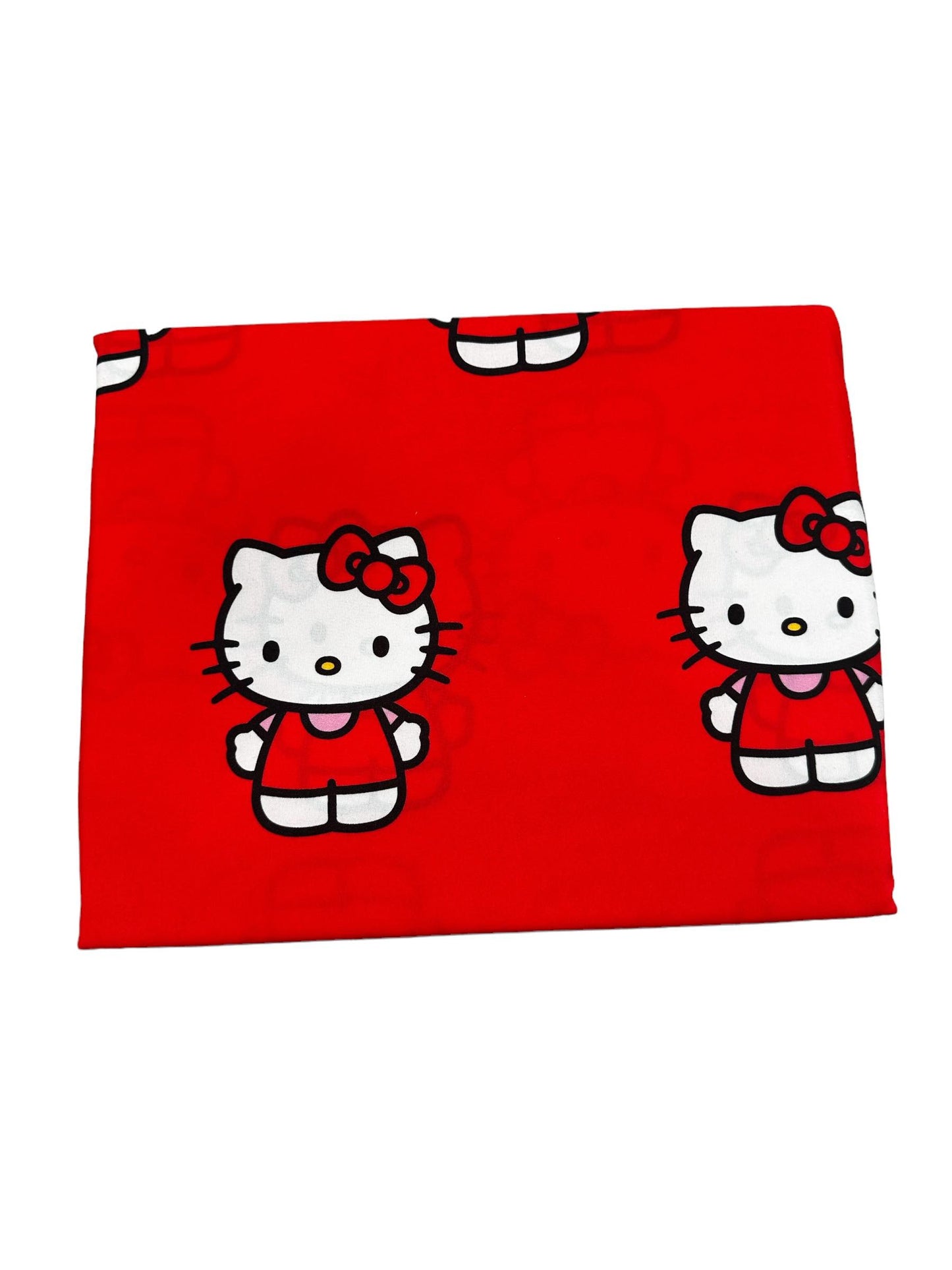 Hello Kitty Twin Size Sheet Set 3 Pieces "Classic Girl In Red" Red Kids Set
