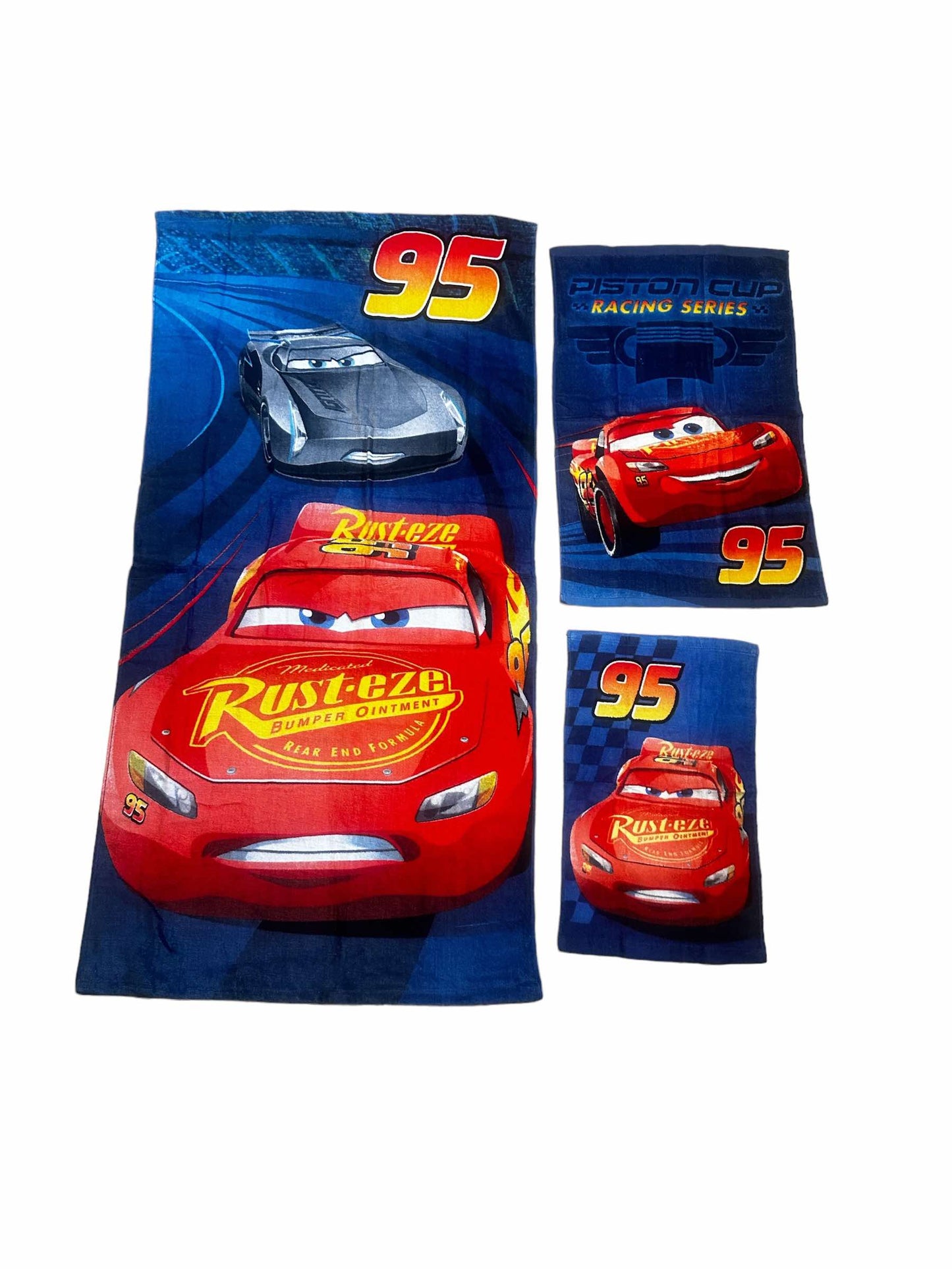 Disney Cars 3 Pieces Bath 100% Cotton Kids Towel Set