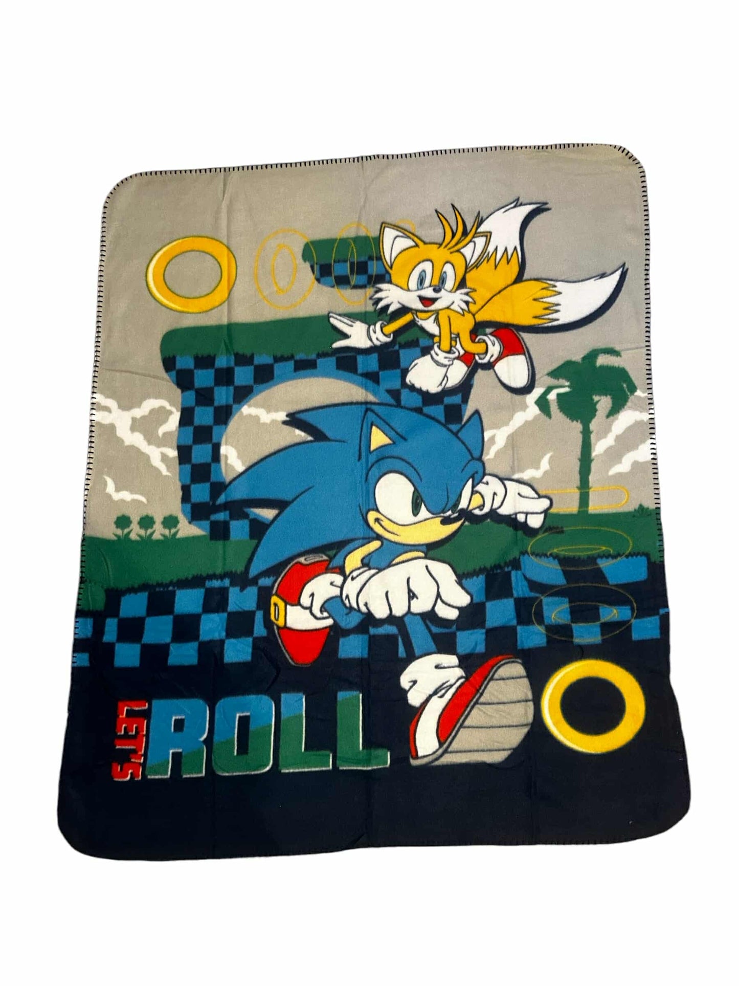 Sonic The Hedgehog Super Soft Fleece Throw 40"x50" Kids Blanket "Let's Roll"