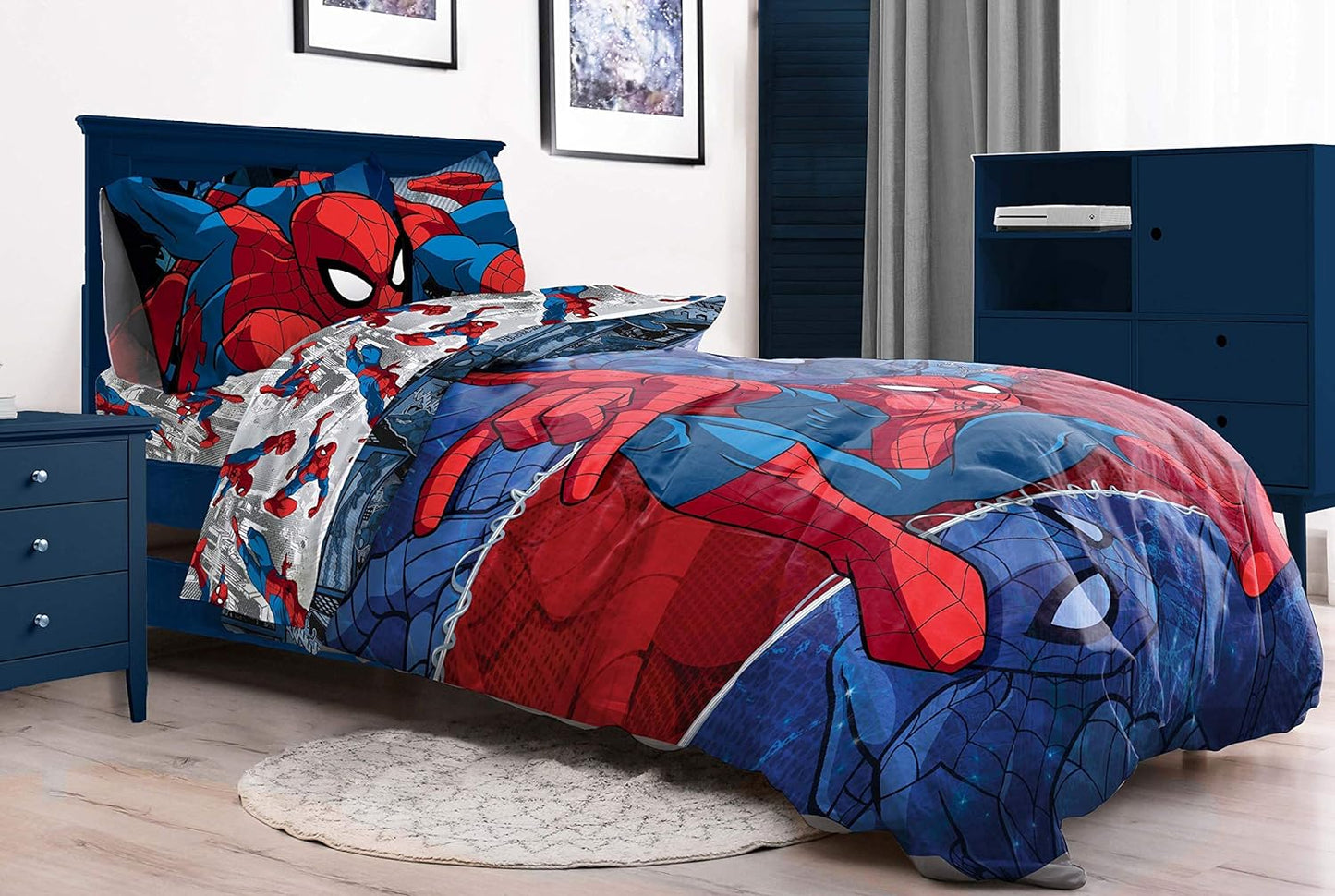 Marvel Spiderman Burst 4 Piece Twin Bed Set - Includes Reversible Comforter & Sheet Set – Bedding