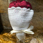 Unique Handmade Crocheted Peach Coral Dress Doll Flower Bouquet