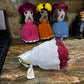 Unique Handmade Crocheted Peach Coral Dress Doll Flower Bouquet